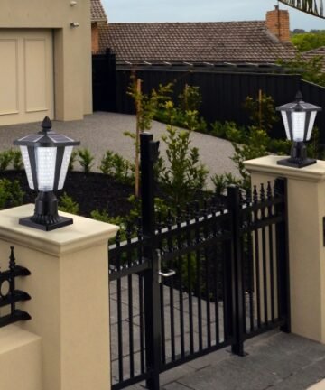 Solar Pillar Headlights with Dimmable LEDs 2-Pack
