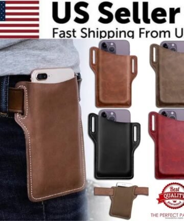 Leather Cell Phone Belt Holster Wallet Case