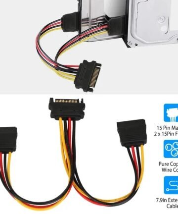 15 Pin Y Splitter Cable Adapter Male To Female Converter Cord For Hard Drive
