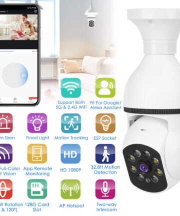 E27 1080P WiFi Bulb Security Camera with Night Vision