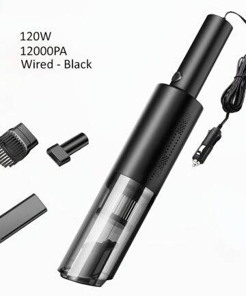Home Car Vacuum Cleaner, 120W 12000Pa Rechargeable Handheld Black Wired Charging Multi-function Cleaning Accessories For Car Interior Home