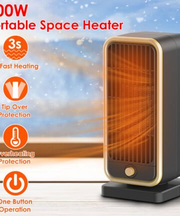 1Pc 500W Portable Electric Heater PTC Ceramic Heating Space Heater Overheating Tip Over Protection 3S Heating Space For 322 Sq FT Home Office Use