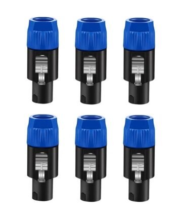 5 Core 4 Pole Speakon Connector 6 Pieces With Twist Lock Audio Jack Male Plug ?Loud Speaker To Amplifier Plug - 4 Conductor Speak-On Cable Adapter Replacement - SPKN BLU 6PCS