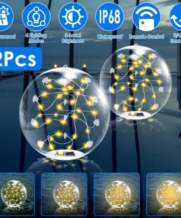 2Pcs Solar Floating Pool Lights with Remote