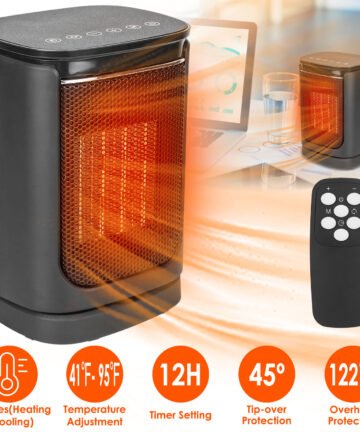 1500W Electric Space Heater Ceramic Heater Fan 90 Degree Oscillating Heating Fan With 3 Modes Remote Control Digital Display Tip-over Overheating Protection For Home Office