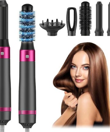 5 In 1 Hair Dryer Brush Kit, Blow Dryer Brush For Drying, Straightening, Volumizing, Curling And Styling Hair - 1000W - Gold